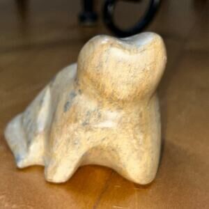Vintage cat soap stone sculpture folk art artist signed and dated